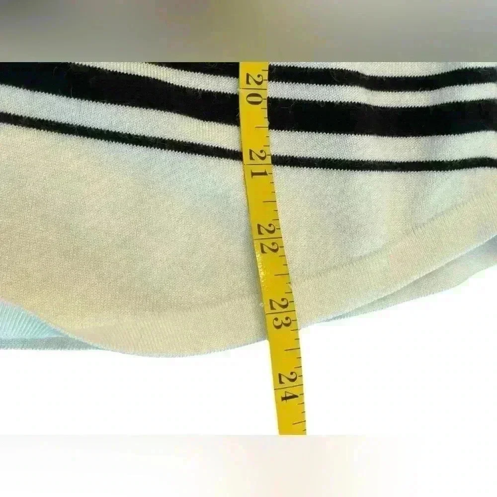 Chicos Black White Stripe Long Sleeved‎ Lightweight Sweater Small Minimalist